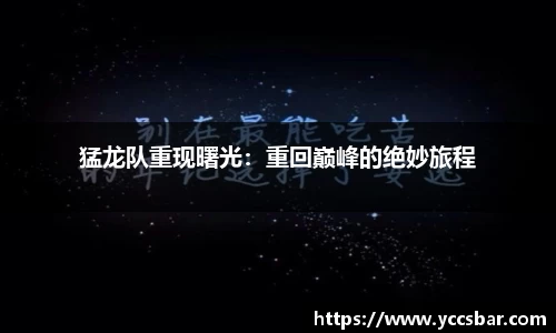 猛龙队重现曙光：重回巅峰的绝妙旅程