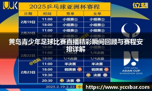 黄岛青少年足球比赛直播精彩瞬间回顾与赛程安排详解